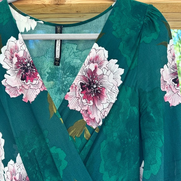 Aleah Dress Plenty by Tracy Reese Anthropologie Floral Faux Wrap Green medium - Picture 10 of 16